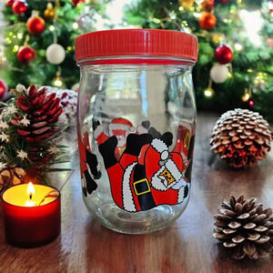 VMC REIMS Tumbling Santa Christmas Jar Made in France Cookies Candy Storage
